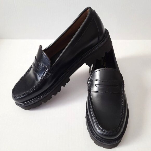 G.H. Bass Weejuns Whitney Super Lug Loafers Size 9 Black Preppy Classic NWOB - Picture 1 of 8